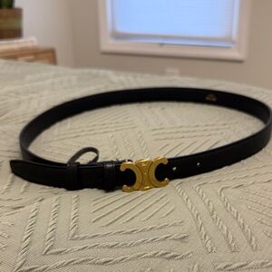 Celine Black Belt with Gold Buckle